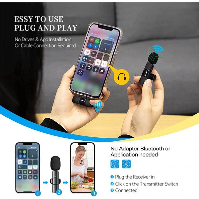 ميكروفون لاسلكي احترافي يعمل بالتوصيل لتسجيل الفيديو